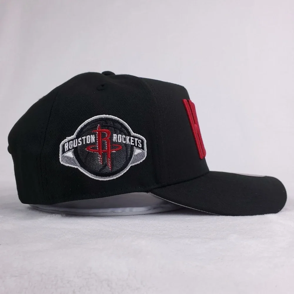 Houston Rockets Mitchell & Ness NBA Pro Fit Snapback Hat Cap 3D Logo Black NWT‎
